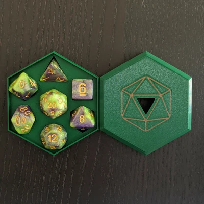 $27.95 • Buy Dungeons And Dragons DnD 7 Dice Set With Organiser Case Box - (Green)