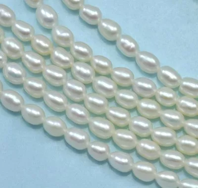 Ivory White Rice Oval Teardrop Freshwater Pearls Beads For Jewellery Making  • £14.99