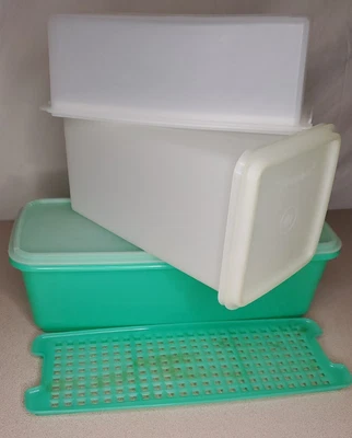 $12.99 • Buy TUPPERWARE Saltine Cracker Celery & Velveta Cheese Butter Keepers LOT 3 VINTAGE 