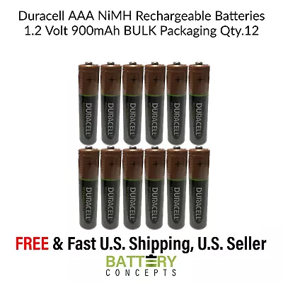 DURACELL AAA NIMH Rechargeable Batteries 12PK 1.2V 900mAh NEW DATE CODE EXP.2034 • $33.99