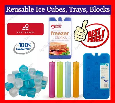 £1.61 • Buy ICE Cube Tray Reusable Ice Bricks Blocks Freezer Cooler Bag Lunch Box Picnic UK