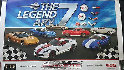 Chevrolet Corvette  The Legendary 7  Poster C1 C2 C3 C4 C5 C6 & C7 Cars & Emblem • $19.95