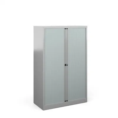 Bisley Systems Storage Medium Tambour Cupboard 1570mm High - Silver • £375.81