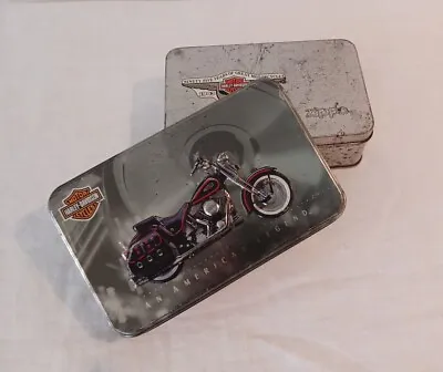 Harley-Davidson Rustic Metal Tins Gift Boxes Containers Set 2 Zippo Motorcycle • £14.46