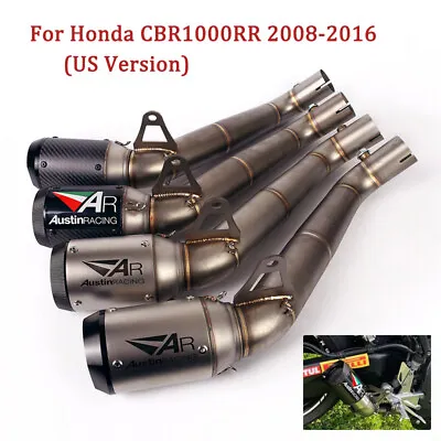 For Honda CBR1000RR 2008-2016 Exhaust Tips Carbon Muffler Mid Link Pipe System • $143.19