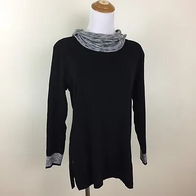 Exclusively MISOOK Black Gray White Marled Collar Cowl Neck Sweater Sz Small • $17.59