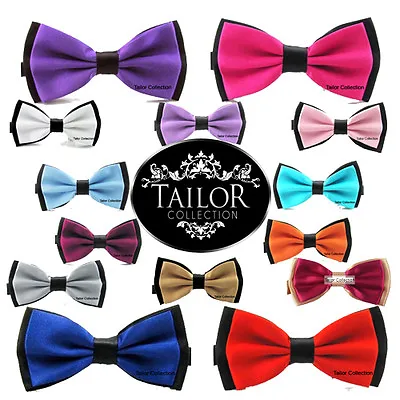 Brand New Mens Pre Tied Double Colour Bowtie Bow Tie Set Party Gift Tux • £3.99