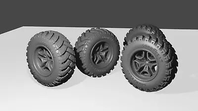 1/24 Off Road Wheels Tires And Brake Discs Diorama Diecast UNPAINTED • £10