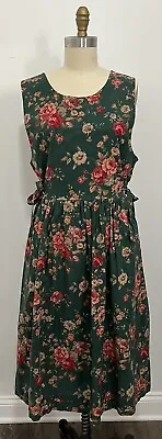 Vintage 80s Vera Bradley Indiana Cottagecore Floral Rose Pinafore Dress Size M • $54.99