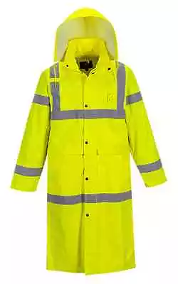 Portwest Hi-vis Classic Rain Coat 48  190t Sizes Xs-8x Uh445 Class 3 Type R * • $54.72