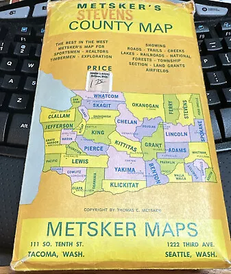 Mid 1960-70’s Metsker’s Map Of Stevens County Washington • $9.99