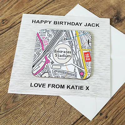 Personalised Coaster Card Gift Favourite Football Stadium Football Fan Birthday • £6.75