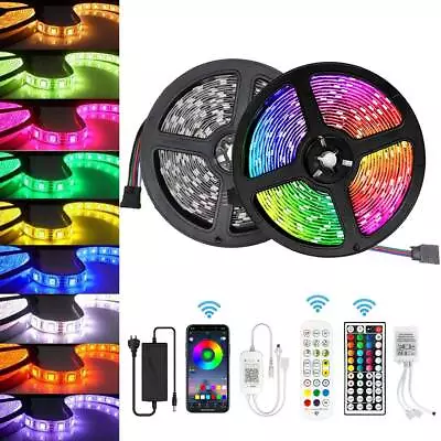$84.26 • Buy RGB LED Strip Lights IP65 Waterproof 5050 1-20M 12V Bluetooth Controller Adapter