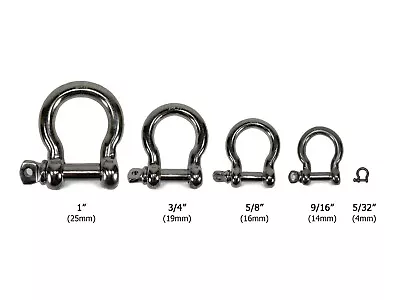 T-316 Stainless Steel Bow Shackle Heavy Duty Marine Grade 9/16  To 1  Same Size  • $15.18