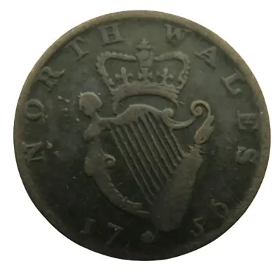 1756 North Wales / George Rules Evasion Halfpenny Coin / Token • £66.95