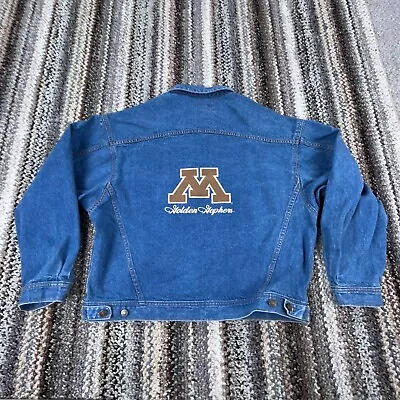 Vintage Minnesota Golden Gophers Jacket Men XL Blue Jean Denim Trucker 90s Adult • $59.91