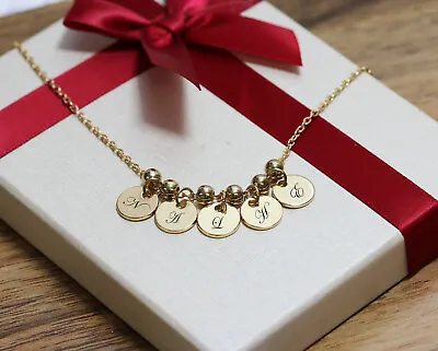 $45.85 • Buy Personalised Disc Pendant Name Necklace Gold Plated Jewellery Christmas Gift 