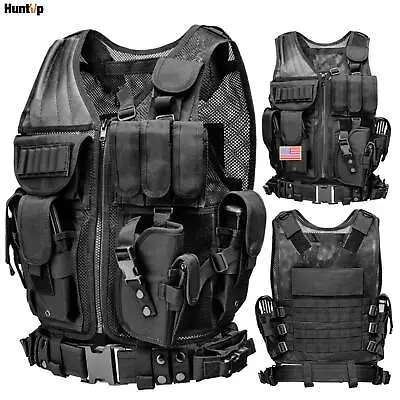 Military Tactical Vest US Army Molle Assault Combat Plate Carrier W/without Flag • $31.34