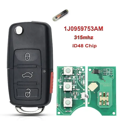 New Remote Key Fob For VW Beetle Golf Passat Jetta 315Mhz ID48 1J0 959 753 AM  • $15.92
