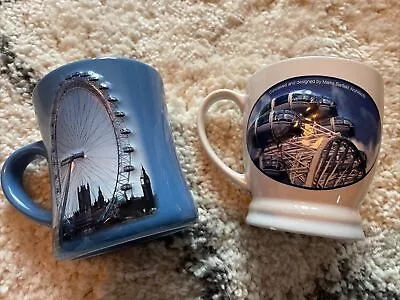 2 London Eye Mugs Blue White Large Chunky • £5.99