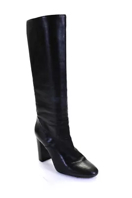 J Crew Womens Leather Pull On Mid Calf Fashion Boots Black Size 8 • $42.69