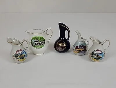 Vintage Lot Of 5 Souvenir Mini Pitchers Creamers Bone China Ceramics • $19.95