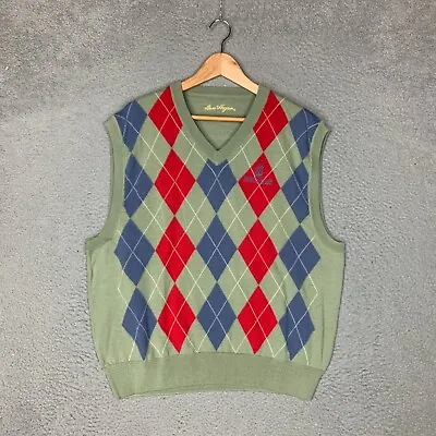 Ben Hogan Vest Mens X-Large Green Argyle Merino Wool Ritz Carlton Golf Club FL • $79.88