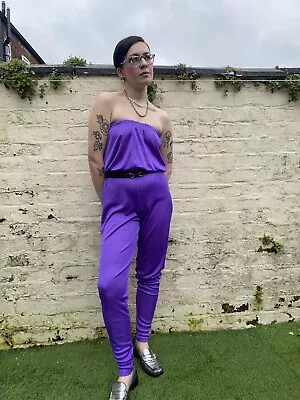 Vintage 1980s Purple Strapless Jumpsuit • £28
