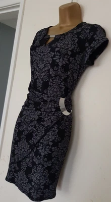 £7.99 • Buy Black Silver Side Ruched Dress Size 12  Petite Wallis Women's Cocktail Party