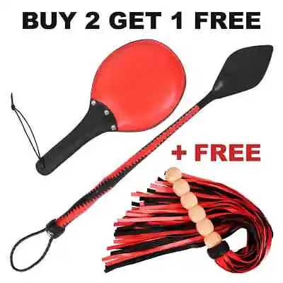 $39.99 • Buy Leather Spanking Paddle And Riding Crop With Free Suede Leather Flogger BDSM Kit
