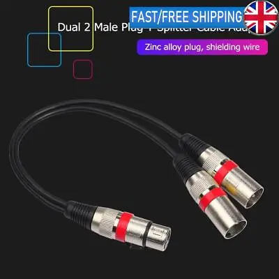 3Pin XLR Female Jack To Dual 2 Male Plug Y Splitter Audio Extension Cable Cord • £6.79