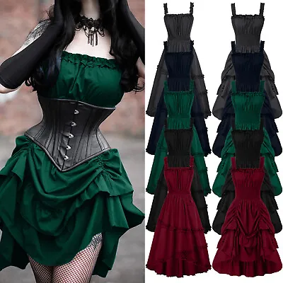 Women Gothic Dress Renaissance Medieval Vintage High Low A-Line Princess Dress • $35.32
