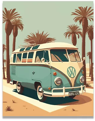 Beach Volkswagen Van Poster Vintage Surf 11x14 Inches Unframed • $9.95