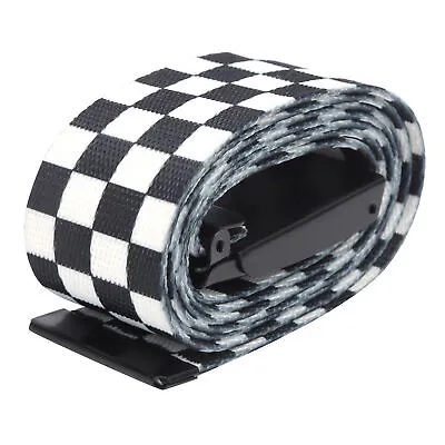 Black White Grid Strap Canvas Strong Applicability Checkered Belt Easy To Untie • £6.92