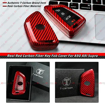 $38.99 • Buy Real Red Carbon Fiber Key Fob Case Cover For 2020-23 Toyota Gr Supra A90 A91 Mk5