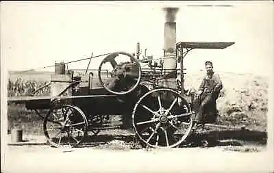 Gas Steam Engine Tractor Farmer Bristow Iowa IA C1910 Real Photo Postcard • $55.99