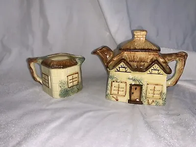 Keele Street Pottery Small Thatched Cottage Ware Tea Pot & Milk Jug • £12.99