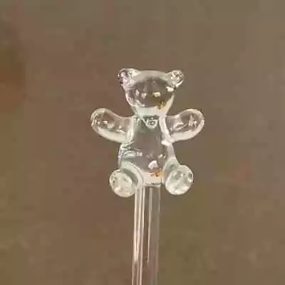NWOT Vtg Princess House Crystal Glass Teddy Bear Swizzle Stick Stirrer 11  • $10