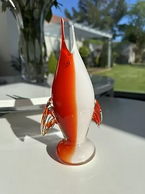 Murano/italian Vintage Art Glass Sword Fish Stylised Stem Vase 1970-1980s • £30