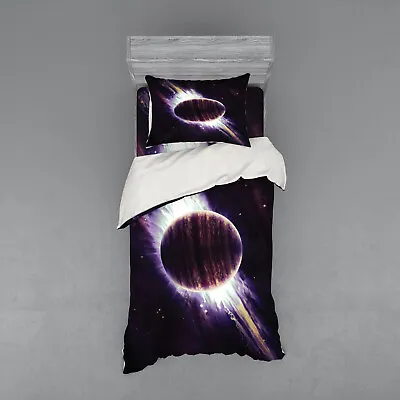 $85.99 • Buy Ambesonne Galaxy Scene Bedding Set Duvet Cover Sham Fitted Sheet In 3 Sizes