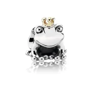 Authentic Pandora Sterling Silver & 14K Gold Frog Prince Charm - 791118 • £45