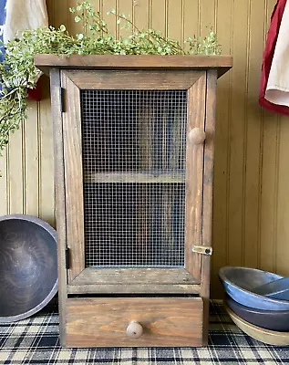 Handcrafted Primitive Country Wood Cubby Cabinet With Drawer & Wire Mesh Door • $129.99