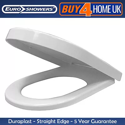 Euroshowers ONE Long D Toilet Seat SoftClose+Quick Release White Eastbrook Linea • £41