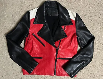 AMERICAN RETRO Womens LAMB LEATHER Biker JACKET Sz 34 Vintage Style Small XS? • $110