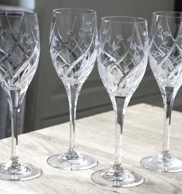 Mikasa English Garden Crystal Wine Glasses Lot Set Of 4 Glasses 8-1/8  • $79.99