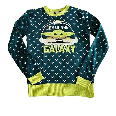 Star Wars Sweater Women’s S Christmas Yoda Joy In The Galaxy Green Holiday Space • £28.95