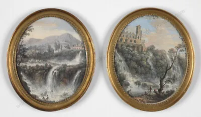 Jakob Philipp Hackert (1737-1807)-Circle  Miniatures With Waterfalls Of Tivoli  • $1937.25