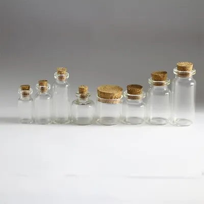 Wholesale 0.5--10ML Tiny Clear Glass Bottles Empty Glass Bottle With Cork Vials • $9.50