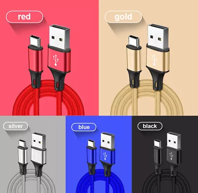 Braided Type C USB Heavy Duty Cable PD Fast Phone Charger Long Lead For Samsung • £2.99