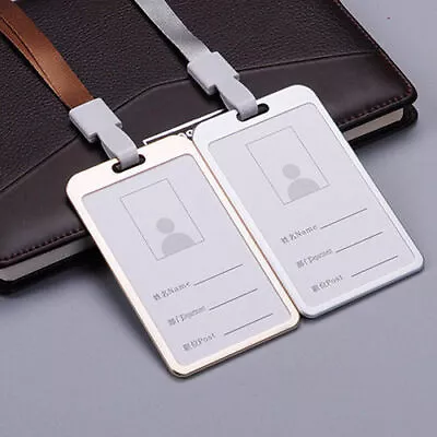 STAFF ID Lanyard Neck Strap Cord Metal Clip & Vertical Badge Card Holder Pouch • $3.16